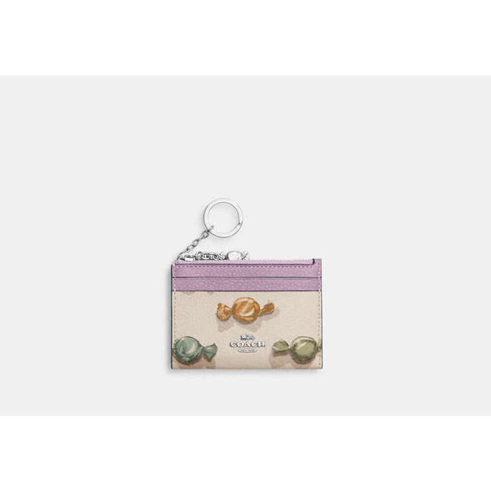 Mini Skinny Id Case With Candy Print And Charm
